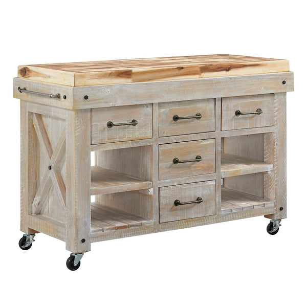 Langdon Hardwood Kitchen Island Bench Top – Rustic white Color 🌟