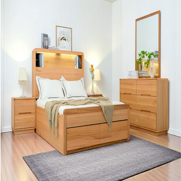 Roma Nordic Bedroom Set – Wooden Colour and White Colour