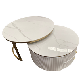Milano Coffee Table – Round Top with Sleek Storage Base
