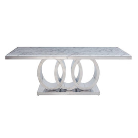 Monaco Marble Top Dining Table Silver