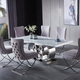 Monaco Marble Top Dining Table Silver