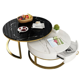 Amelia Marble Style Nest Coffee Table Set