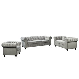 Nester Chesterfield Sofa Set Grey
