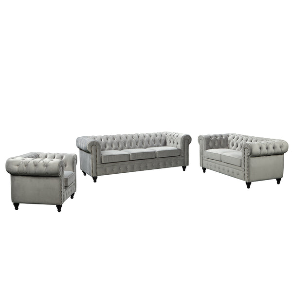 Nester Chesterfield Sofa Set Grey