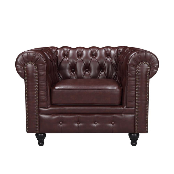 Nester Chesterfield 1 Seat Sofa Cherry Brown